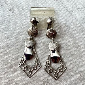 Vintage Silver Tone Costume Chandelier Earrings